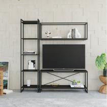 para TV até 50 Polegadas Nicho Aéreo 1 Estante Estilo Industrial Active Yescasa Preto Onix
