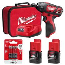 Parafusadeira 1/4 12v 2401-259 Com 2 Baterias Milwaukee