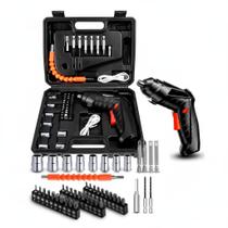 Parafusadeira 2 em 1 Portatil com Maleta com 44 peças Kit Completo Recarregavel