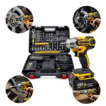 Parafusadeira 48V 2500W Chave De Impacto Kit 41 Peças Profissional 2 Baterias 8000 mAh Com Maleta Resistente