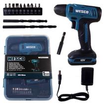 Parafusadeira a Bateria 12V 13 Acessorios WS2550K Wesco Parafusadeira a Bateria 12V 13 Acessorios WS2550K Wesco
