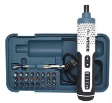 Parafusadeira Bateria 3,6v Estojo Kit Bits Wesco WS2001