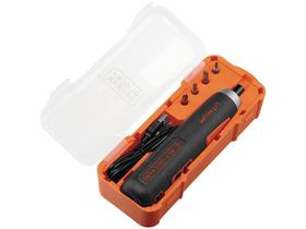 Parafusadeira Black + Decker a Bateria 4V 1/4” - com Estojo 7 Peças BD40K4-LA Parafusadeira Black + Decker a Bateria 4V 1/4” - com Estojo 7 Peças BD40K4-LA