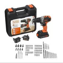Parafusadeira black decker c/impacto 20v c/80 itens+maleta