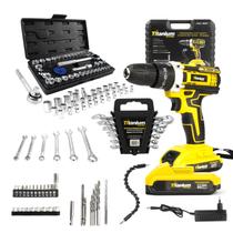 Parafusadeira Carbon Bateria 21V+Chaves+Soquetes Sextavados