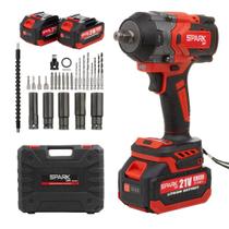 Parafusadeira Chave de Impacto Furadeira 3 em 1 Profissional Brushless 2 Baterias 21V Torque 800Nm Spark Br