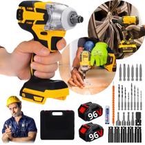 Parafusadeira Chave De Impacto Profissional 2 Baterias 96V Com Maleta