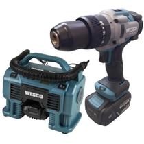 Parafusadeira de Impacto 1/2POL Compressor de Ar 160PSI com Bateria 18V 4,0ah e Carregador WESCO
