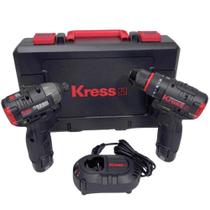 Parafusadeira de Impacto 3/8 POL 40nm e Chave de Impacto 1/4 POL com 2 Baterias e Carregador KRESS