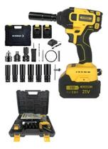 Parafusadeira E Chave De Impacto 2 Baterias 21v Brushless