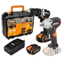 Parafusadeira e Furadeira 1/2POL 2 Baterias e Carregador com Chave de Impacto 20V 1/2POL 300NM WORX