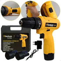 Parafusadeira e furadeira a bateria 12v Titanium c/ maleta e 2 baterias