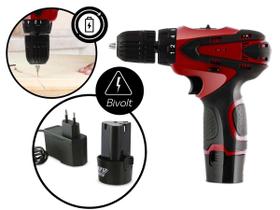 Parafusadeira E Furadeira A Bateria Multilaser 8v Sem Fio Elétrica Bivolt Portátil Vermelha HO064