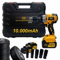 Parafusadeira e Furadeira Bateria Brusheless 48V Chave de Impacto Profissional Sem Fio BTek Com Maleta