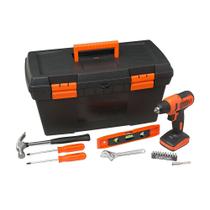 Parafusadeira e Furadeira Black+Decker LD12SABR Bateria Lítio 12v Laranja Preto Com 18 Acessórios