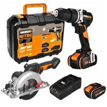 Parafusadeira e Furadeira de Impacto 1/2POL com 2 Baterias e Carregador Serra Circular 20V WORX