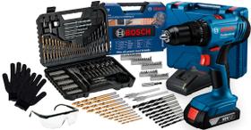 Parafusadeira E Furadeira De Impacto 18v Bosch Maleta Profissional 103 Peças + Óculos e Luvas