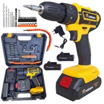 Parafusadeira e Furadeira de Impacto 20V sem Fio com 2 Baterias de Lítio 1.5Ah + Maleta de Acessórios