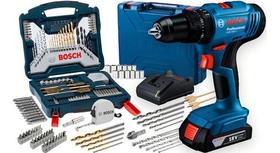 Parafusadeira E Furadeira De Impacto A Bateria 18v Maleta Gsb 183-limal Com Kit Brocas Em Titânio Bosch X-line 70 Peças