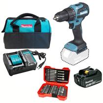 Parafusadeira e Furadeira de Impacto Makita , 18V, 65Nm, 1 Bateria 3,0Ah, Carregador, Bolsa e Kit 37 Bits Profissional DHP490WF1BP Parafusadeira e Furadeira de Impacto Makita , 18V, 65Nm, 1 Bateria 3,0Ah, Carregador, Bolsa e Kit 37 Bits Profissional DHP490WF1BP