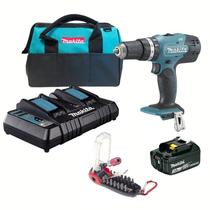 Parafusadeira e Furadeira de Impacto Makita, 18V, com 1 Bateria 3.0Ah, Carregador Duplo, Bolsa Exclusiva e Kit 18 Bits Profissional DHP453Z Parafusadeira e Furadeira de Impacto Makita, 18V, com 1 Bateria 3.0Ah, Carregador Duplo, Bolsa Exclusiva e Kit 18 Bits Profissional DHP453Z