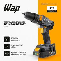 Parafusadeira e Furadeira de Impacto WAP K21 ID01 21V Mandril 3 8 Bateria Recarregavel com Maleta Bivolt