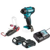 Parafusadeira e Furadeira Df033dz Makita 12v + Jogo com 18 com bits + 2 baterias 2,0Ah + carregador