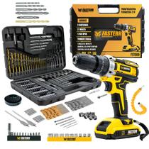 Parafusadeira e Furadeira Impacto 3/8 Cor Amarelo FST009 + Kit 103 Peças Em Titânio