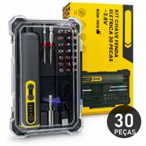 Parafusadeira Elétrica 3.6V Compacta com 30 Acessórios Recarregável USB BOM9918