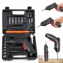 Parafusadeira Elétrica Recarregável Kit 46 Peças com Acessórios para Uso Doméstico Bivolt Parafusadeira Elétrica Recarregável Kit 46 Peças com Acessórios para Uso Doméstico Bivolt