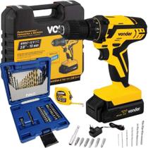 Parafusadeira Furadeira 12V com Bateria Carregador PFV012 VONDER e Estojo Brocas Pontas 41 Pçs EVALD