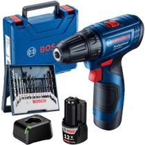 Parafusadeira Furadeira 12V GSR 120-LI com Bateria Carregador Bivolt e Estojo de Brocas 15 Pçs BOSCH
