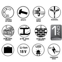 Parafusadeira/Furadeira 18 V Tramontina para Uso Profissional a Bateria Íons de Lítio com Velocidade