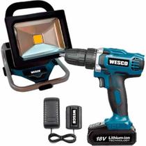 Parafusadeira Furadeira 18V com Bateria e Carregador e Refletor LED 18V WS2943.9 WESCO Parafusadeira Furadeira 18V com Bateria e Carregador e Refletor LED 18V WS2943.9 WESCO