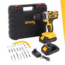 Parafusadeira Furadeira 2 Baterias 21V com Acessórios, Maleta e 25 Níveis de Torque SparkBr