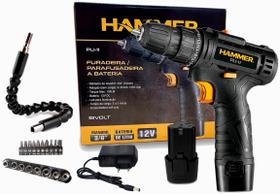 Parafusadeira Furadeira 3/8 Bateria + Eixo Extensor Flexivel