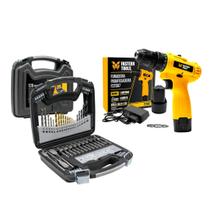 Parafusadeira Furadeira 3/8 Bivolt A Bateria 12v com Jogo de Brocas 128 peças Fasterr