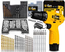 Parafusadeira Furadeira 3/8 Bivolt A Bateria 12v Tb12a + Jogo Brocas E Buchas 300 Peças