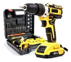 Parafusadeira Furadeira 48v Profissional 2 Baterias Sem Fio Cor Amarelo