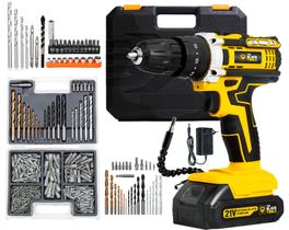 Parafusadeira Furadeira Bateria 21v Com Impacto e 300 Peças