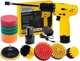 Parafusadeira Furadeira Bivolt 12v + Kit Escovas Limpeza