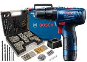 Parafusadeira Furadeira Bosch 12v Gsb120li + Kit 300 Peças - Azul - 60hz Parafusadeira Furadeira Bosch 12v Gsb120li + Kit 300 Peças - Azul - 60hz