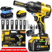 Parafusadeira Furadeira Chave Impacto 21V Brushless 350Nm 2 Baterias 4Ah Kit Maleta Soquetes
