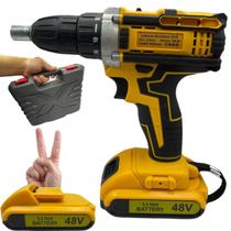 Parafusadeira Furadeira Com Maleta Sem Fio 48v 2 Baterias 450w 1800rpm Potente Bivolt De Uso Profissional - J.BELLA