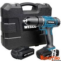 Parafusadeira/furadeira de impacto 13mm com 2 baterias 18v li-lon e carregador wesco-ws2921k2