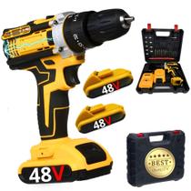 Parafusadeira Furadeira De Impacto 48V 80 N.M. Profissional 2 Baterias Com Maleta Resistente