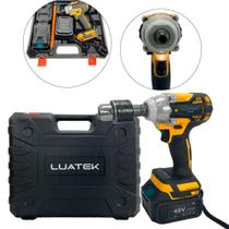 Parafusadeira Furadeira de Impacto 48V Luatek com LED e Bateria de Lítio Parafusadeira Furadeira de Impacto 48V Luatek com LED e Bateria de Lítio