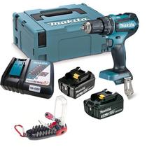 Parafusadeira Furadeira de Impacto Makita 18V, 50Nm, com 2 Baterias 3,0Ah, Carregador, Maleta e Kit Bits 18un Profissional DHP485RF1J Parafusadeira Furadeira de Impacto Makita 18V, 50Nm, com 2 Baterias 3,0Ah, Carregador, Maleta e Kit Bits 18un Profissional DHP485RF1J