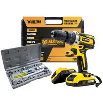 Parafusadeira Furadeira De Impacto Profissional 21v e Jogo Soquetes Sextavado 40 Peças Fasterr