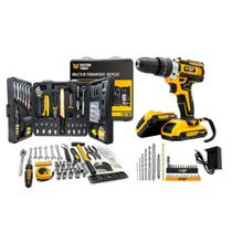 Parafusadeira Furadeira De Impacto Profissional 21v Modelo FST009 2 Baterias Com Maleta e Jogo de Ferramentas 160 peças Parafusadeira Furadeira De Impacto Profissional 21v Modelo FST009 2 Baterias Com Maleta e Jogo de Ferramentas 160 peças